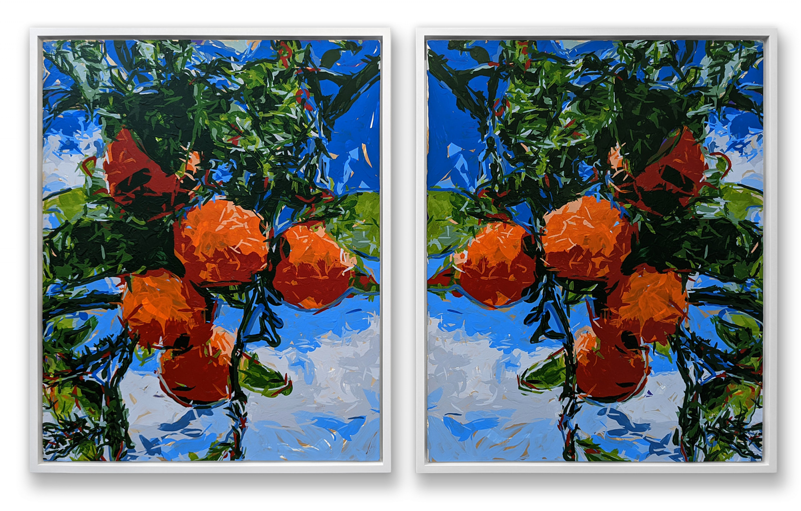 Rob and Nick Carter - RN1460, Orange Tree, Saint-Paul de Vence Robot Painting Diptych - Painting time: 27:46:00 - Stroke count: 10,274, 15-20 July 2022 · © Copyright 2023