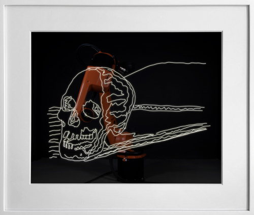 Rob and Nick Carter - RN1483, Robot Light Drawing, Skull II, after Andy Warhol (c.1976), 2022 · © Copyright 2022